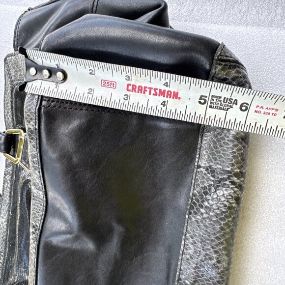 Cole Haan Black Leather & Snakeskin Tote Bag With Gold Hardware & Red Lining - Picture 10 of 10